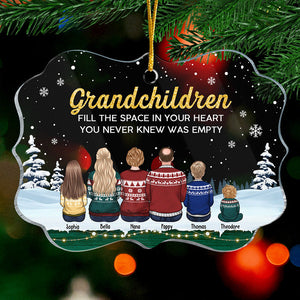 Grandchildren Fill The Space In Your Heart - Family Personalized Custom Ornament - Acrylic Benelux Shaped - Christmas Gift For Family Members