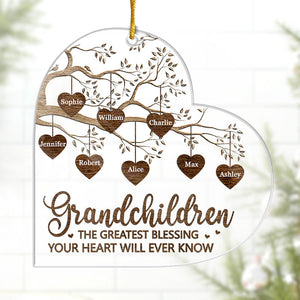 The Greatest Blessing - Family Personalized Custom Ornament - Acrylic Heart Shaped - Christmas Gift For Family Members