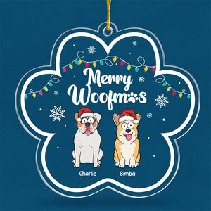 Merry Woofmas - Dog Personalized Custom Ornament - Acrylic Flower Shaped - Christmas Gift For Pet Owners, Pet Lovers