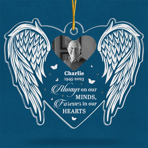 Custom Photo Always On Our Minds - Memorial Personalized Custom Ornament - Acrylic Custom Shaped - Christmas Gift, Sympathy Gift For Family Members