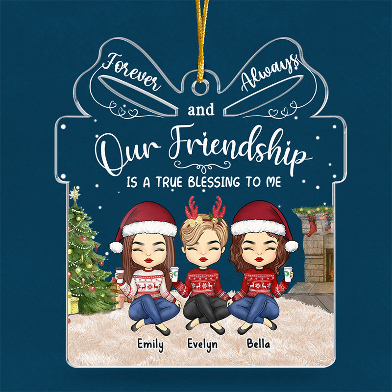 A True Blessing To Me - Bestie Personalized Custom Ornament - Acrylic Gift Box Shaped - Christmas Gift For Best Friends, BFF, Sisters