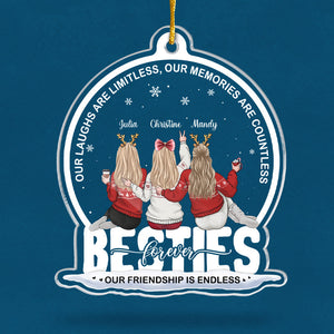 Our Friendship Is Priceless - Bestie Personalized Custom Ornament - Acrylic Snow Globe Shaped - Christmas Gift For Best Friends, BFF, Sisters