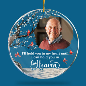 Photo personnalisée « Je te garderai dans mon cœur » - Ornement personnalisé familial - Forme ronde en acrylique - Cadeau de Noël, cadeau de condoléances pour les membres de la famille