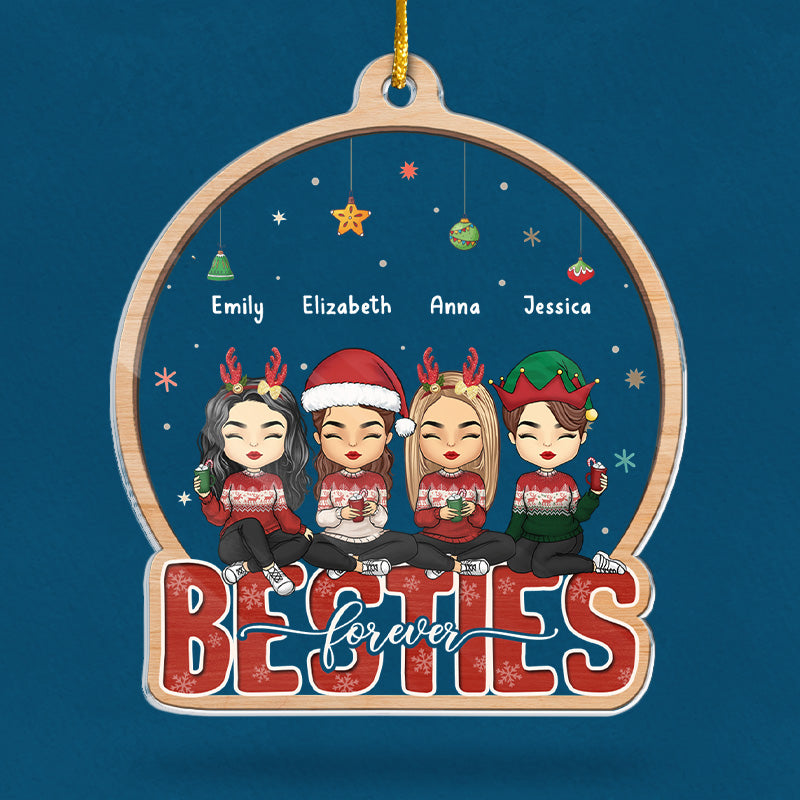 Always Better Together - Bestie Personalized Custom Ornament - Acrylic Snow Globe Shaped - Christmas Gift For Best Friends, BFF, Sisters