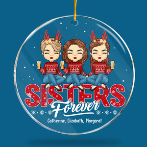 Besties Forever - Bestie Personalized Custom Ornament - Acrylic Round Shaped - Christmas Gift For Best Friends, BFF, Sisters