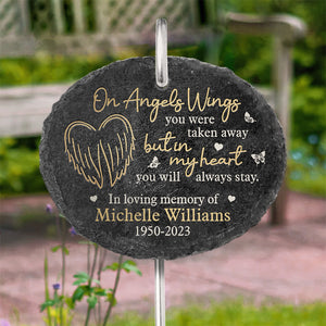 In My Heart You Will Always Stay - Memorial Personalized Memorial Garden Slate & Hook - Sympathy Gift For Family Members