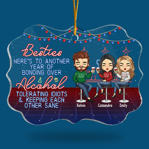 Drunk And Disorderly Together - Bestie Personalized Custom Ornament - Acrylic Benelux Shaped - Christmas Gift For Best Friends, BFF, Sisters