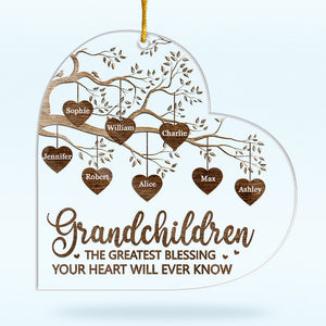 The Greatest Blessing - Family Personalized Custom Ornament - Acrylic Heart Shaped - Christmas Gift For Family Members