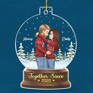 Together Till The End - Couple Personalized Custom Ornament - Acrylic Snow Globe Shaped - Christmas Gift For Husband Wife, Anniversary