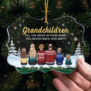 Grandchildren Fill The Space In Your Heart - Family Personalized Custom Ornament - Acrylic Benelux Shaped - Christmas Gift For Family Members