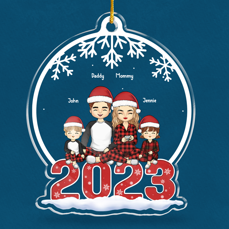 Family Christmas Together - Family Personalized Custom Ornament - Acrylic Snow Globe Shaped - Christmas Gift For Family Members