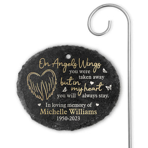 In My Heart You Will Always Stay - Memorial Personalized Memorial Garden Slate & Hook - Sympathy Gift For Family Members