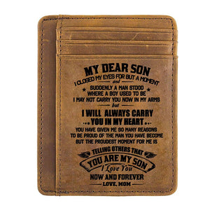 Engraved Leather Wallet, Christmas, Birthday, Graduation Gifts For Son From Mom, Christmas Ideas, Gifts For Him, Mens Wallets Leather, Front Pocket Wallet, Slim Minimalist Wallets For Men