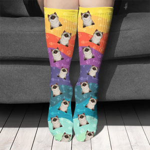 Colorful Wavy - Gift For Cat Lovers - Personalized Socks