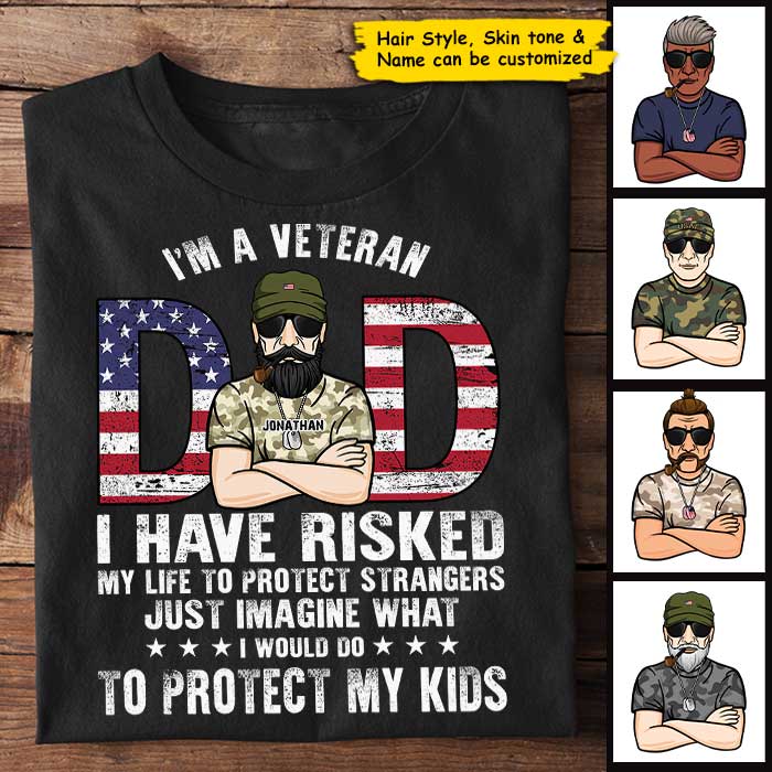 Veteran Dad - Gift For 4th Of July - Personalized Unisex T-Shirt.