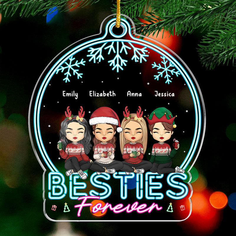 Siblings Forever - Family Personalized Custom Ornament - Acrylic Snow Globe Shaped - Christmas Gift For Family Members, Best Friends, BFF, Sisters