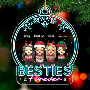 Siblings Forever - Family Personalized Custom Ornament - Acrylic Snow Globe Shaped - Christmas Gift For Family Members, Best Friends, BFF, Sisters
