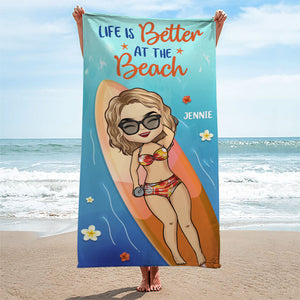 Good Times & Tan Lines - Bestie Personalized Custom Beach Towel - Gift For Best Friends, BFF, Sisters