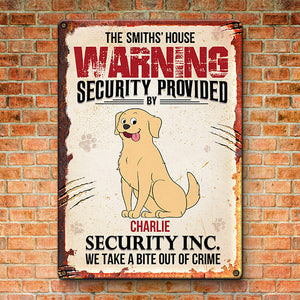 Security Provided By Fur Hero - Dog Personalized Custom Home Decor Metal Sign - House Warming Gift For Pet Lovers, Pet Owners