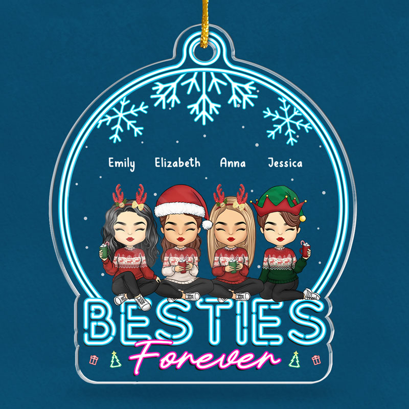Siblings Forever - Family Personalized Custom Ornament - Acrylic Snow Globe Shaped - Christmas Gift For Family Members, Best Friends, BFF, Sisters