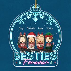 Siblings Forever - Family Personalized Custom Ornament - Acrylic Snow Globe Shaped - Christmas Gift For Family Members, Best Friends, BFF, Sisters