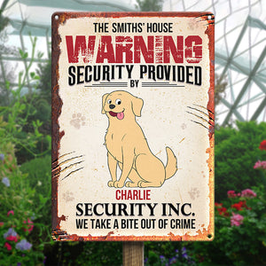 Security Provided By Fur Hero - Dog Personalized Custom Home Decor Metal Sign - House Warming Gift For Pet Lovers, Pet Owners