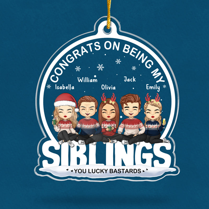 Family Means The World To Me - Family Personalized Custom Ornament - Acrylic Snow Globe Shaped - Christmas Gift For Siblings, Brothers, Sisters, Cousins, Friends, Coworkers