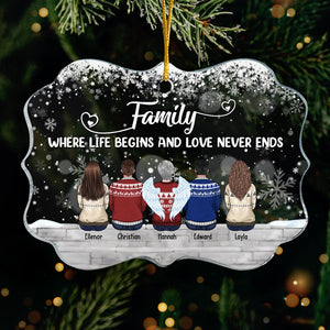 Family, Where Life Begins - Family Personalized Custom Ornament - Acrylic Benelux Shaped - New Arrival Christmas Gift For Family Members
