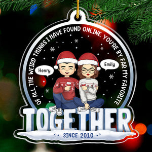 Straight To You - Couple Personalized Custom Ornament - Acrylic Custom Shaped - Christmas Gift For Husband Wife, Anniversary