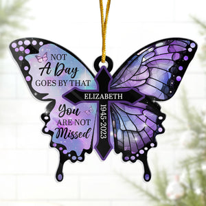 Forever In Our Hearts - Memorial Personalized Custom Ornament - Acrylic Butterfly Shaped - Christmas Gift, Sympathy Gift For Family Members