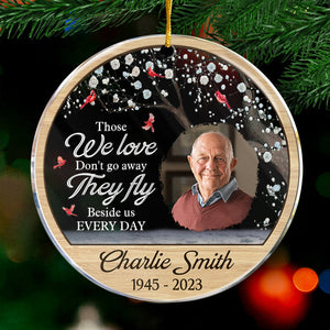 Custom Photo Deep In Our Hearts You'll Always Stay - Memorial Personalized Custom Ornament - Acrylic Round Shaped - Christmas Gift, Sympathy Gift For Family Members