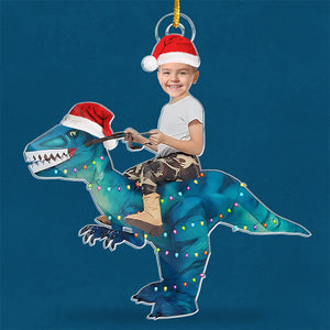 Custom Photo Little Dino - Family Personalized Custom Ornament - Acrylic Custom Shaped - Christmas Gift For Family Members