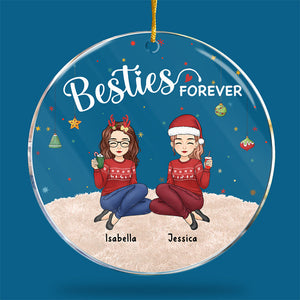 The Best Person To Share Wonderful Times With - Bestie Personalized Custom Ornament - Acrylic Round Shaped - Christmas Gift For Best Friends, BFF, Sisters