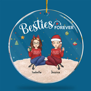 La meilleure personne avec qui partager de merveilleux moments - Ornement personnalisé Bestie - Forme ronde en acrylique - Cadeau de Noël pour meilleures amies, meilleures amies, sœurs