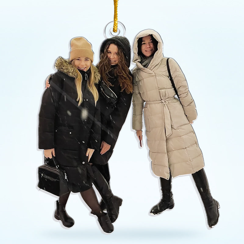 Custom Photo Besties Forever Never Apart - Bestie Personalized Ornament - Acrylic Custom Shaped - Christmas Gift For Siblings, Brothers, Sisters, Cousins, Friends