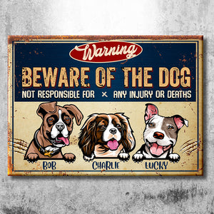 Warning Dogs Multiple Quotes - Funny Personalized Dog Metal Sign.