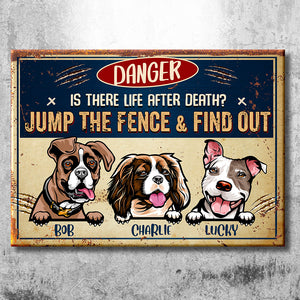 Warning Dogs Multiple Quotes - Funny Personalized Dog Metal Sign.