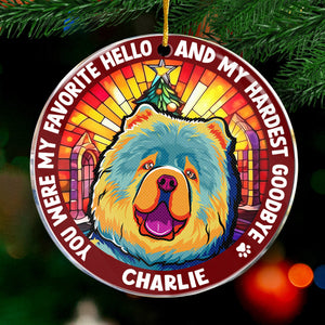 My Favorite Hello - Memorial Personalized Custom Ornament - Acrylic Round Shaped - Christmas Gift, Sympathy Gift For Pet Owners, Pet Lovers